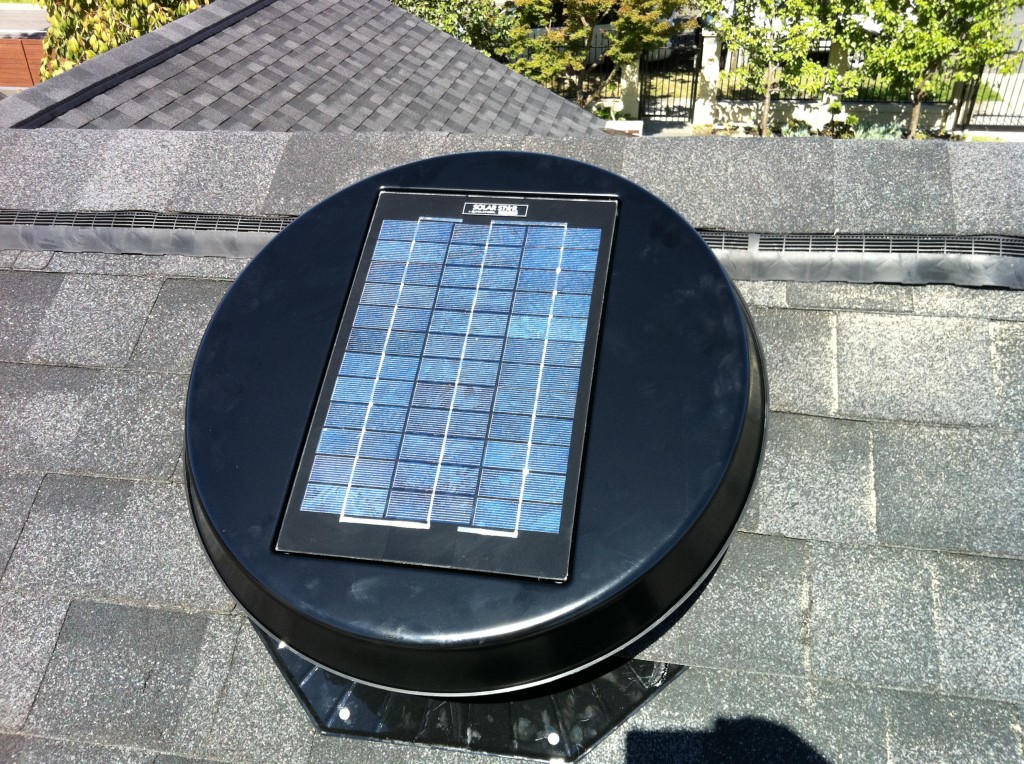 Solar powered exhaust ventilation positioned close to ridge - how to install roof ventilation